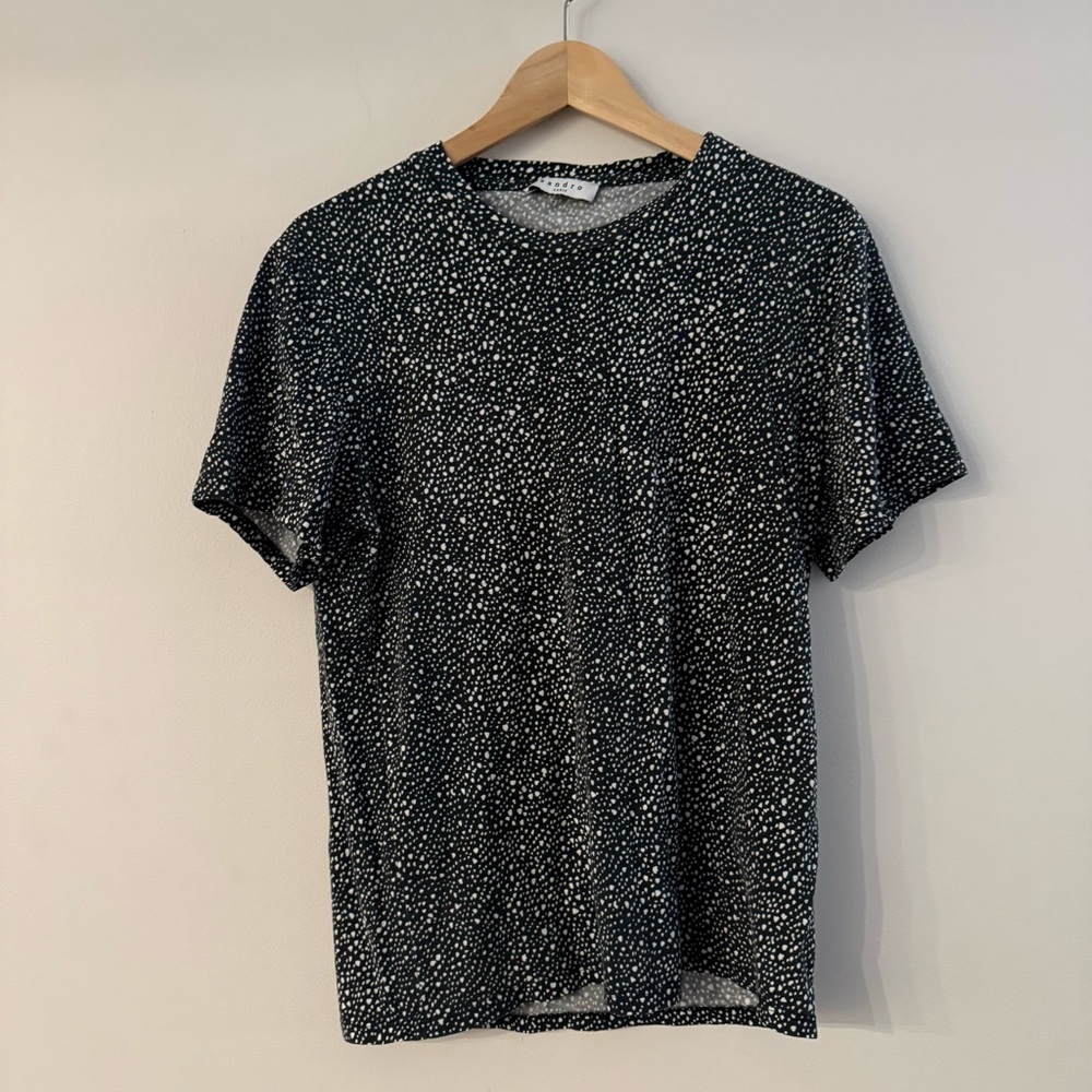 Sandro Paris Black and White Dot Tee Tshirt Small
